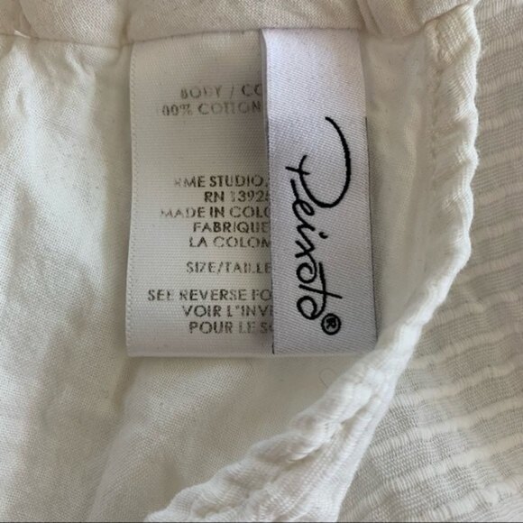 Peixoto Sofi White Coconut Stripe 100% Cotton Front Knot Mini Dress Size Medium - Picture 8 of 11